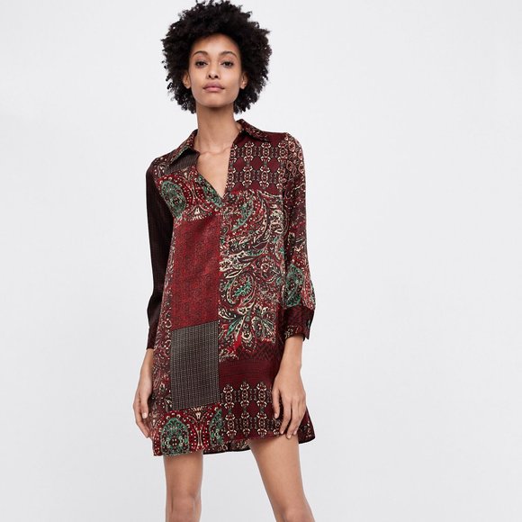 Zara Dresses & Skirts - NWT Zara Size XL Patchwork Print Mini Dress
